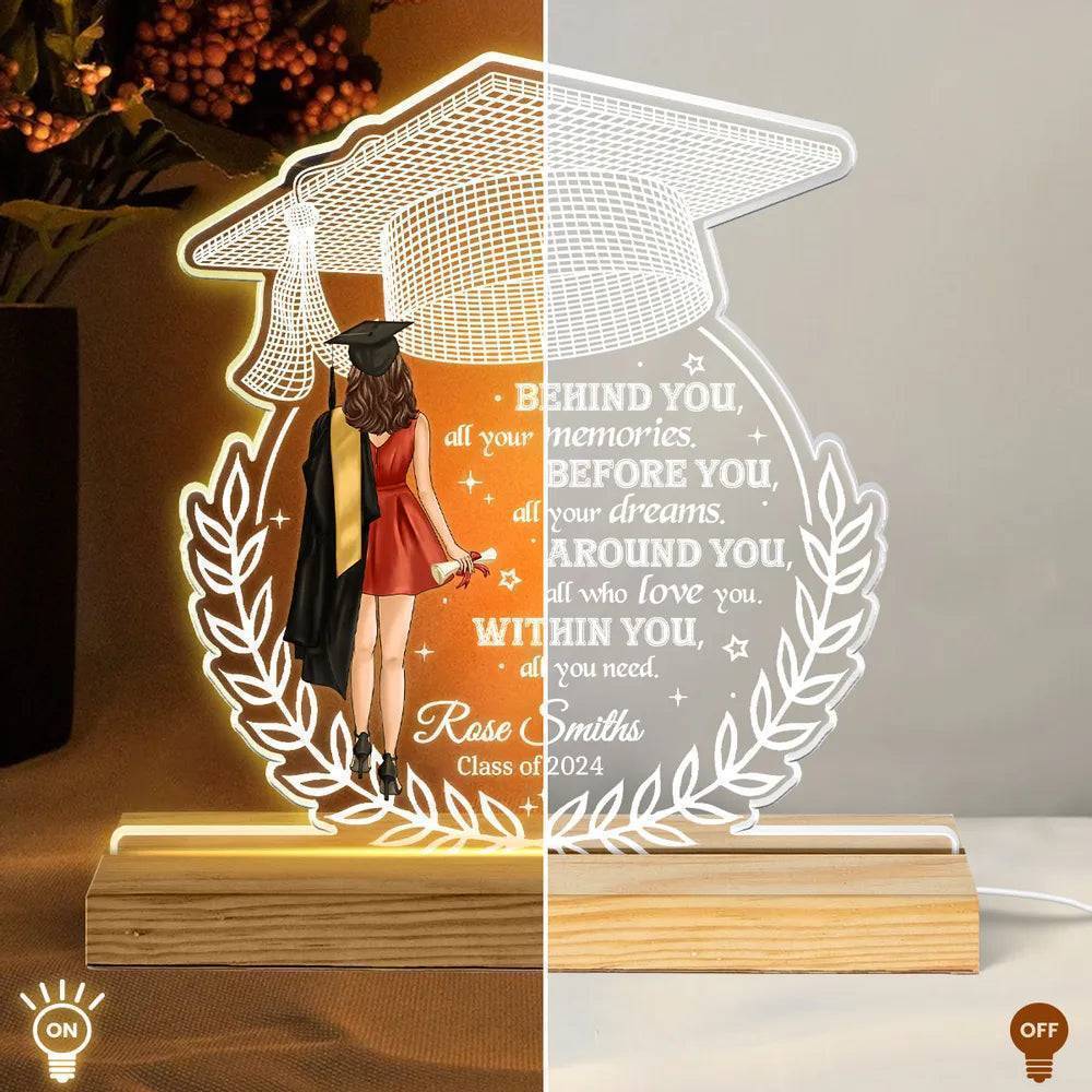 "Personalized 'Behind You All Your Memories' Graduation Gift Custom Shape Warm LED Night Light Plaque"
