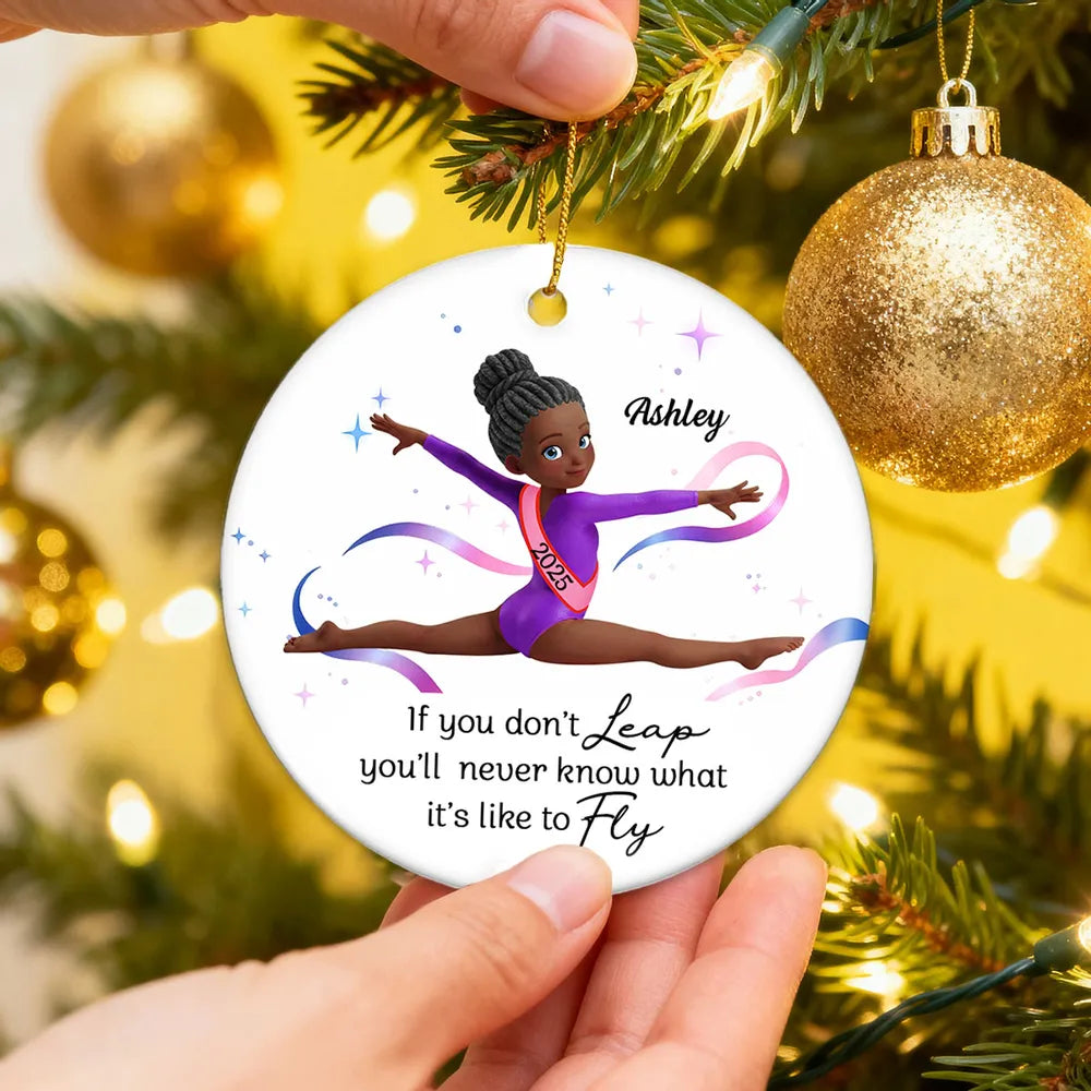 Ceramic Ornament with Inspirational Gymnast Quote - Sweet Holiday Keepsake and Creative Gift for a Young Gymnast