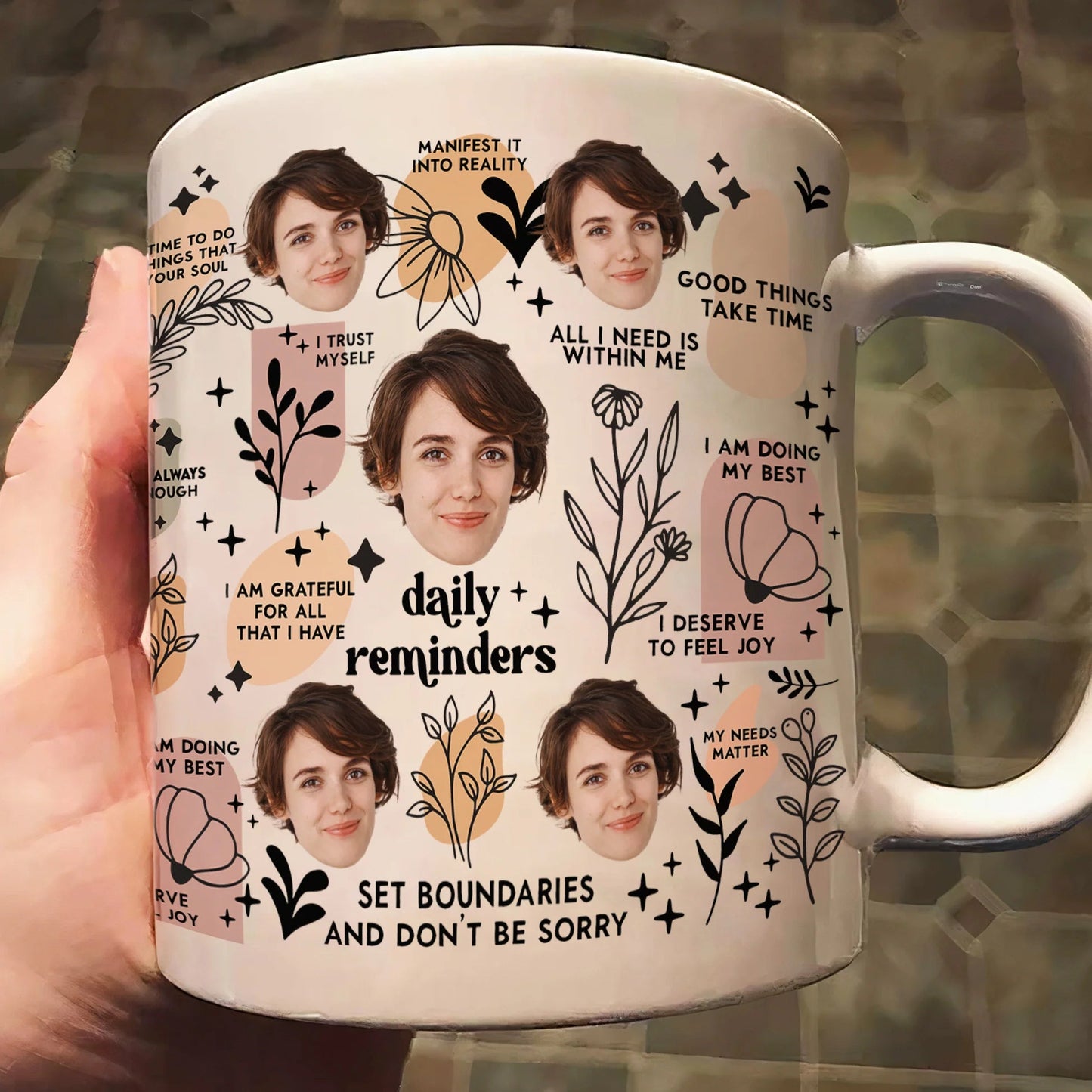 Personalized Ceramic Mug with Multi-Face Design – Couple’s Gift