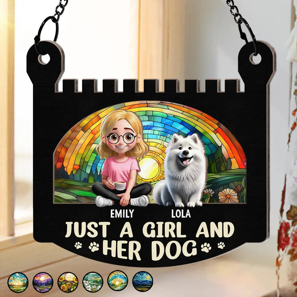 Personalized Girl & Dog Acrylic Ornament - Custom Wood Layered Gift