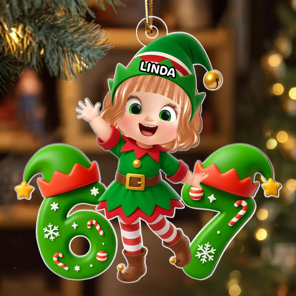 Personalized Christmas Elf Acrylic Ornament for Kids – Cute 6 7 Design, Festive Decor & Unique Holiday Gift