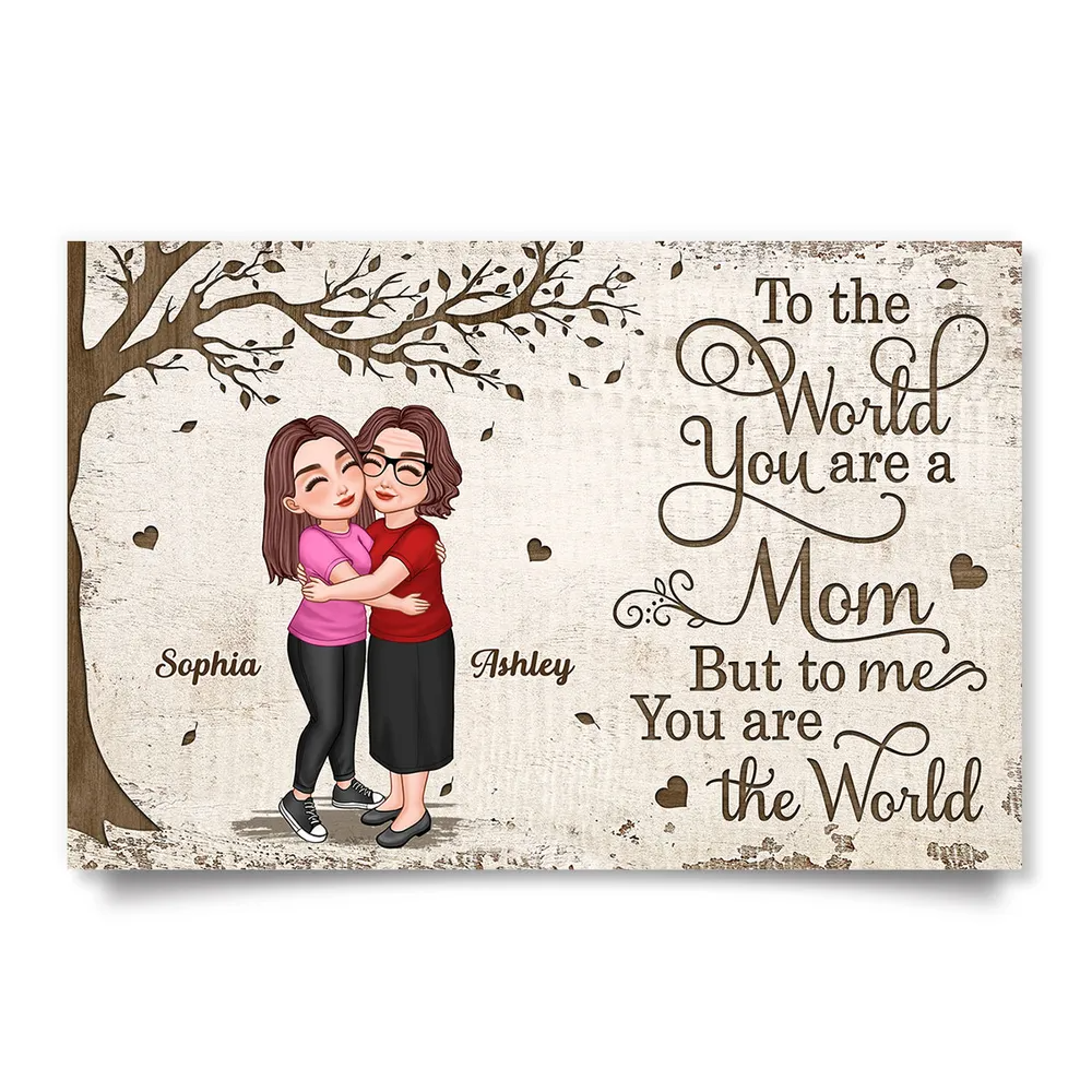 To the World You Are a Mom, But to Me You Are the World – Custom Poster Heartwarming Mother's Day Gift for Mom and Daughter