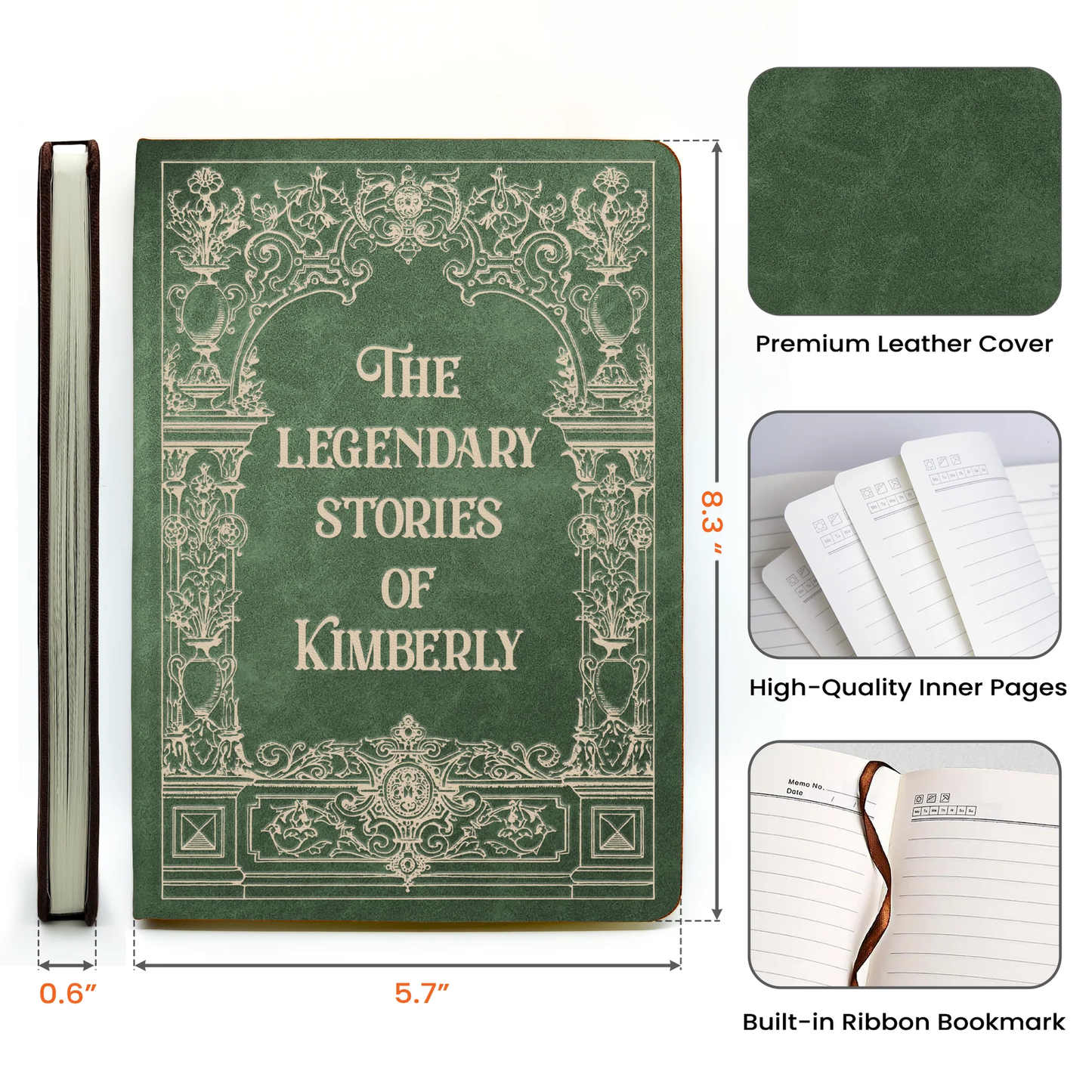 Personalized Leather Journal with Mythic Adventure Book Cover Look, A Creative Gift for Writers, Readers, and Dreamers