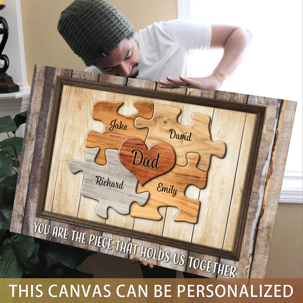 Personalized Dad Puzzle Poster Wall Art You Are The Piece That Holds Us Together Unique Father's Day Gift