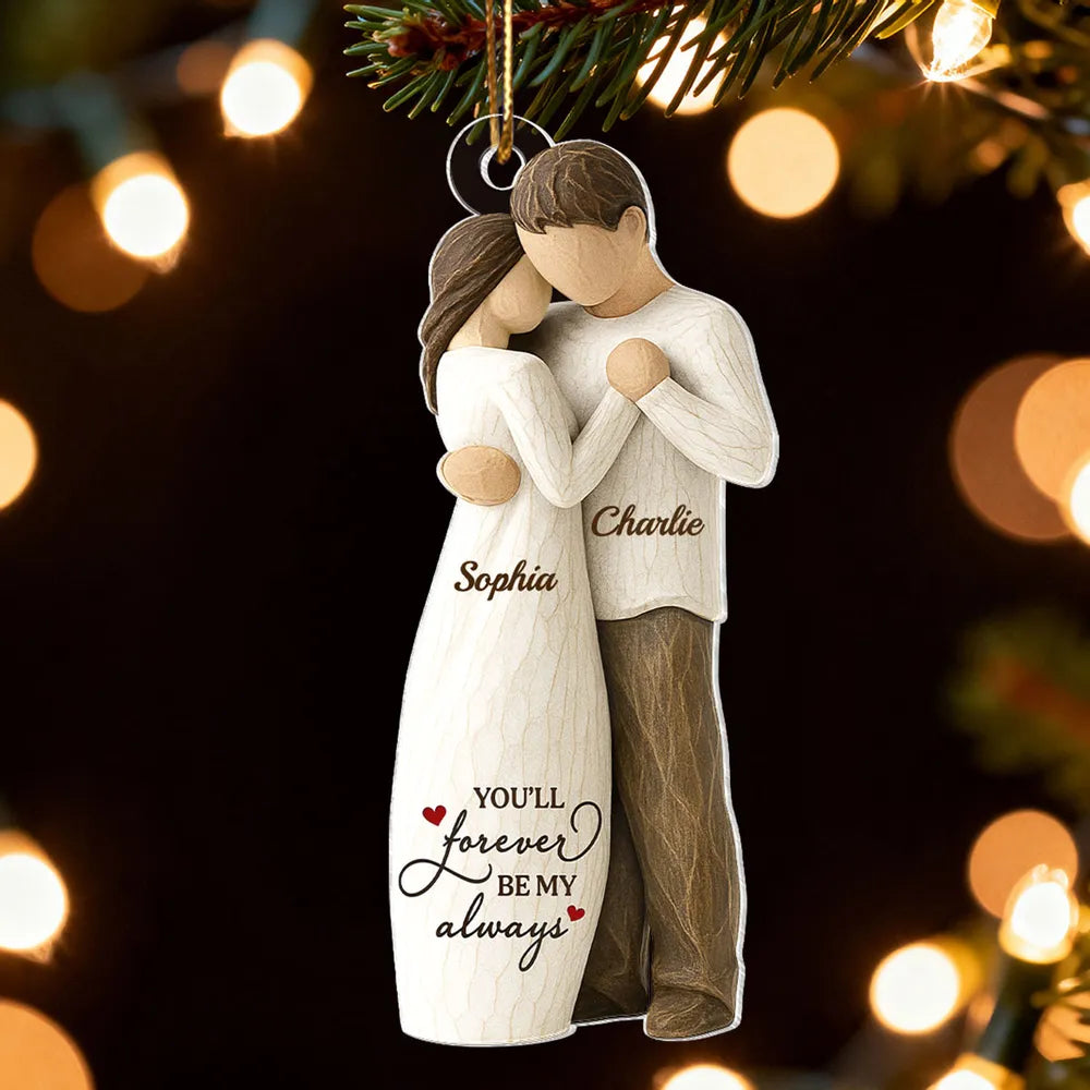 Personalized Acrylic Ornament Couple Hugging On Christmas Tree – Romantic Custom Gift For Him Or Her, A Favorite Place Is Next To You