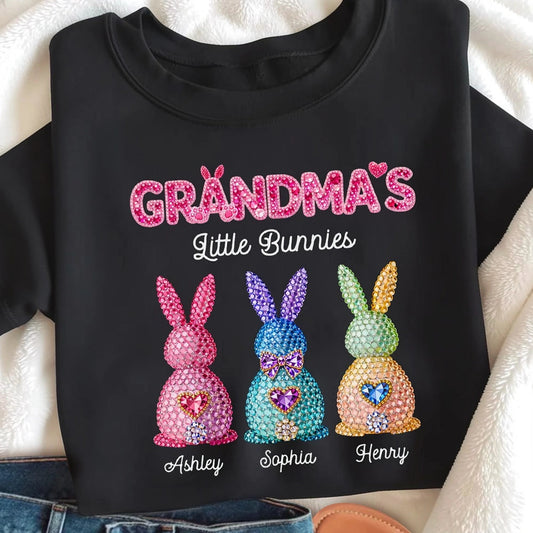 Personalized Grandma's Little Bunnies Classic Tee, Sparkly Easter Bunny Design, Unique Gift for Grandma