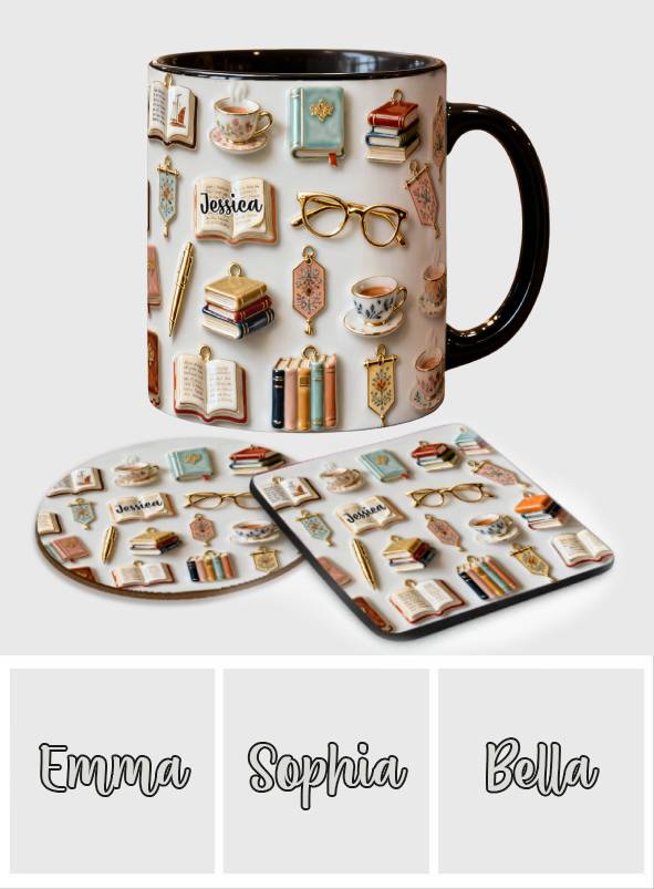 Just A Girl Who Loves Books - Personalized Book Accent Mug & Coaster