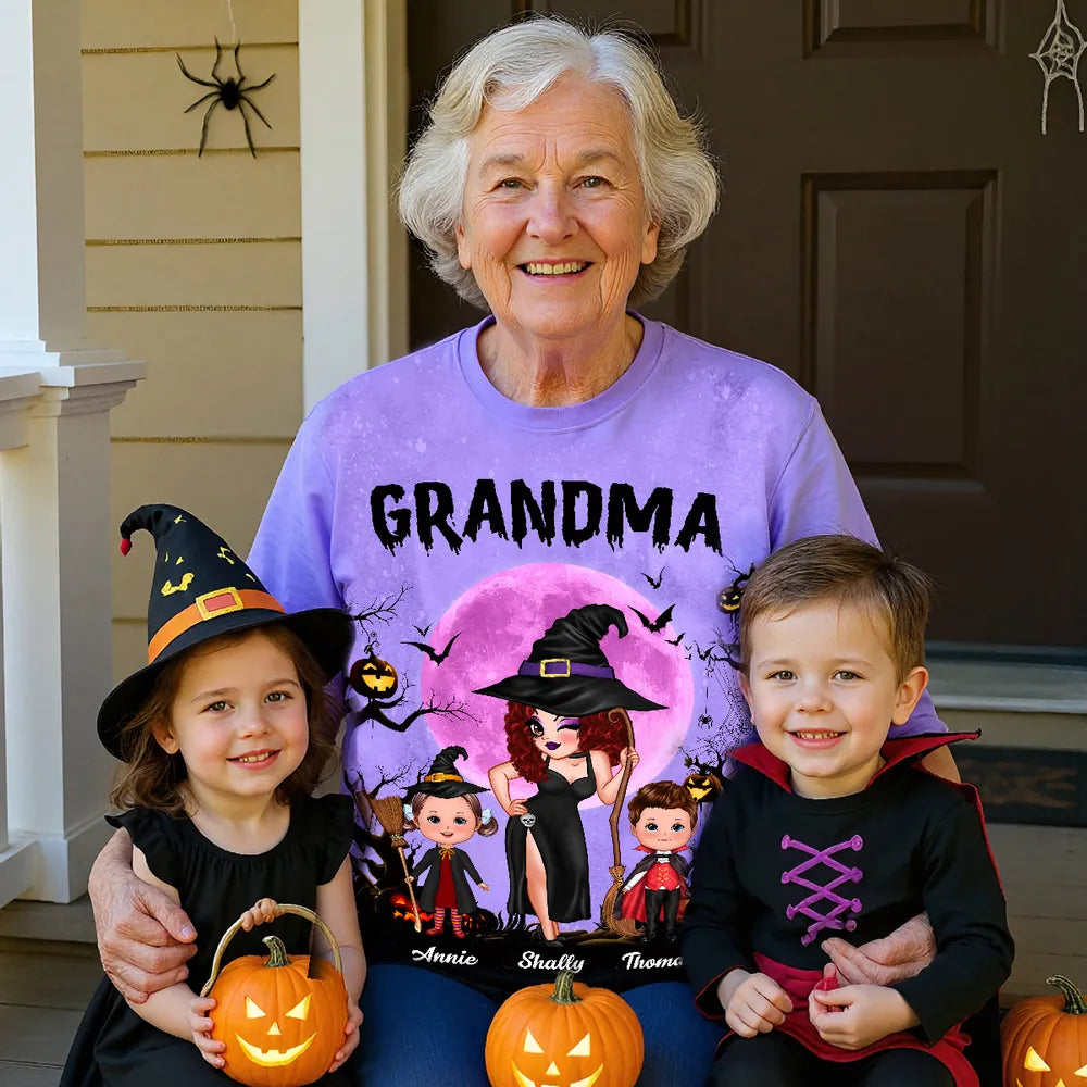 Halloween Grandma Classic Tee with Whimsical Illustration for Family Fun and a Perfect Gift