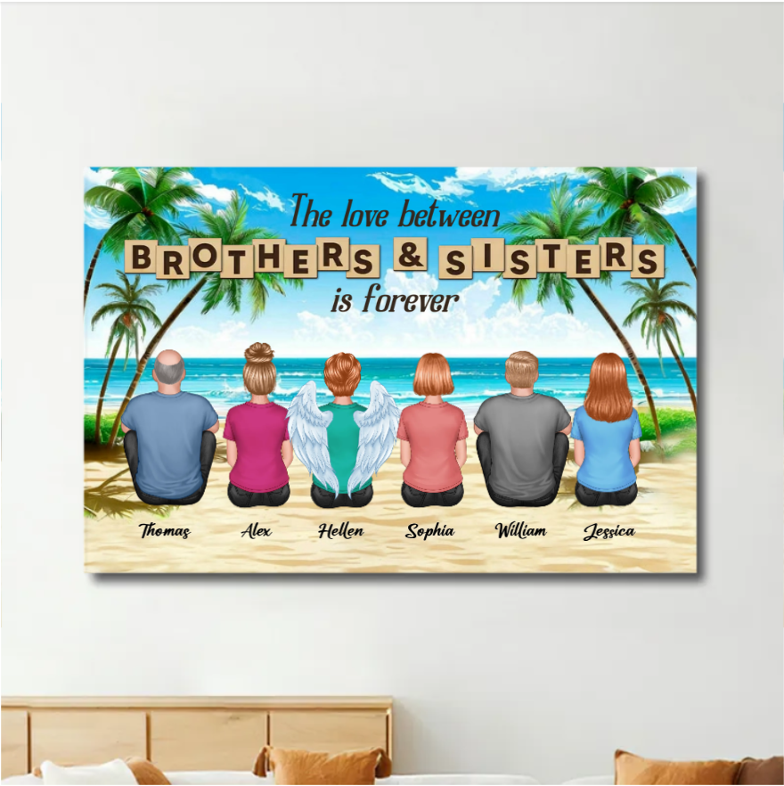 Personalized Brothers & Sisters Forever Poster or Canvas, Keychain, Plaque, Car Hanger,- Perfect Gift for Siblings, Memorial Keepsake