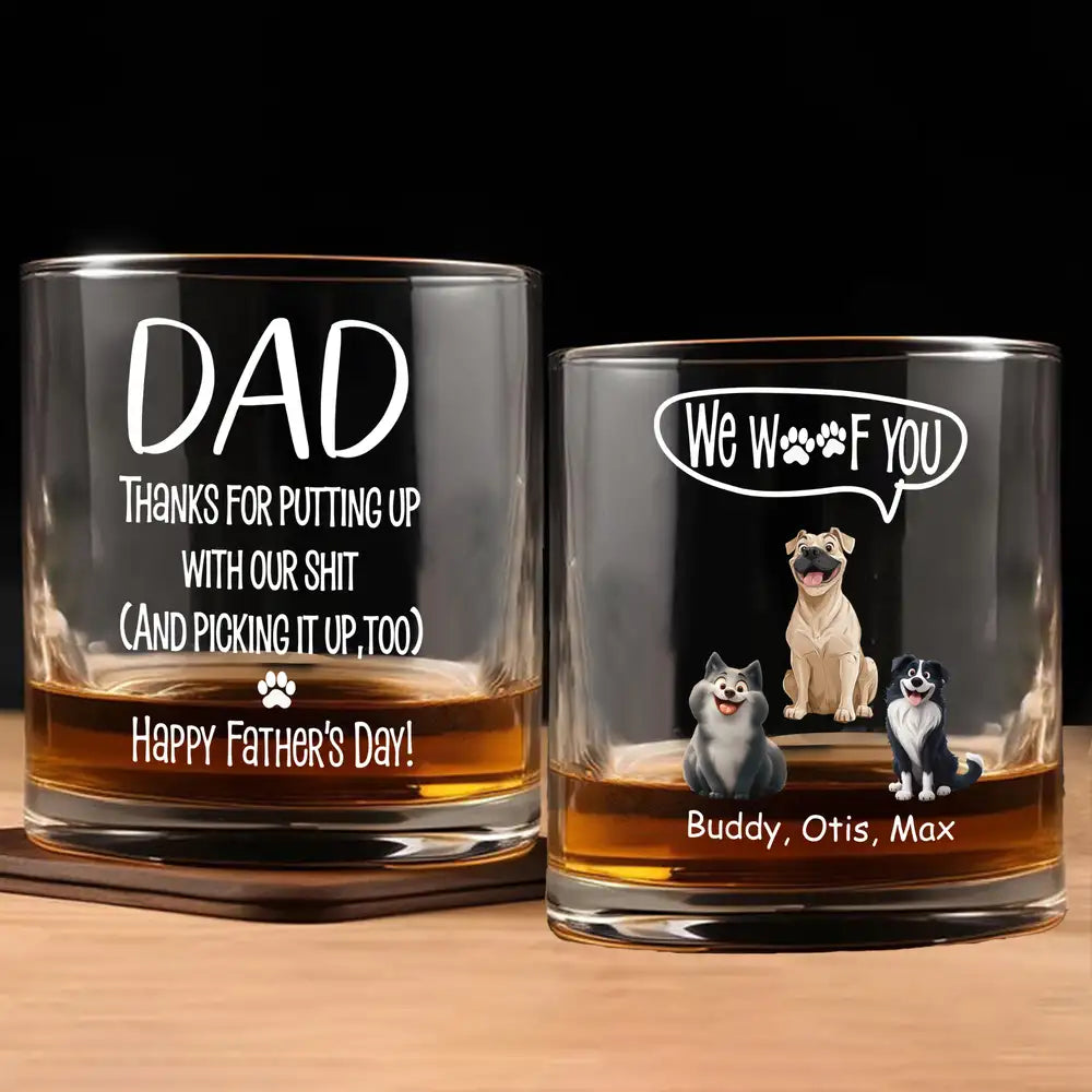 Best Dog Dad Ever – Personalized Whiskey Glass with Pup Illustration – Funny and Heartwarming Gift for Father’s Day