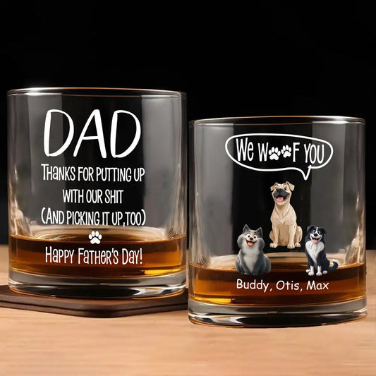 Best Dog Dad Ever – Personalized Whiskey Glass with Pup Illustration – Funny and Heartwarming Gift for Father’s Day