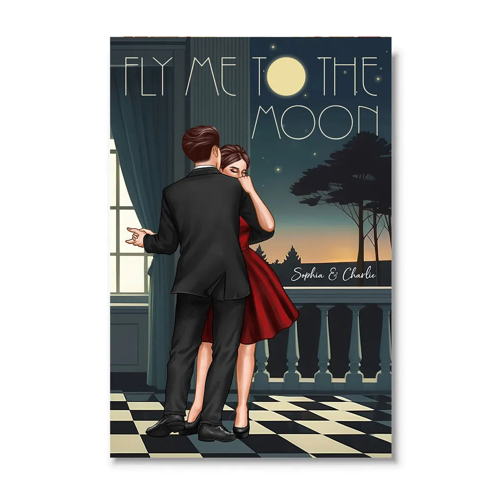Celebrate Your Love and Passion for Dance - Couple Dancing In Moonlight Couple Anniversary Gift Valentine's Day Gift Personalized Poster