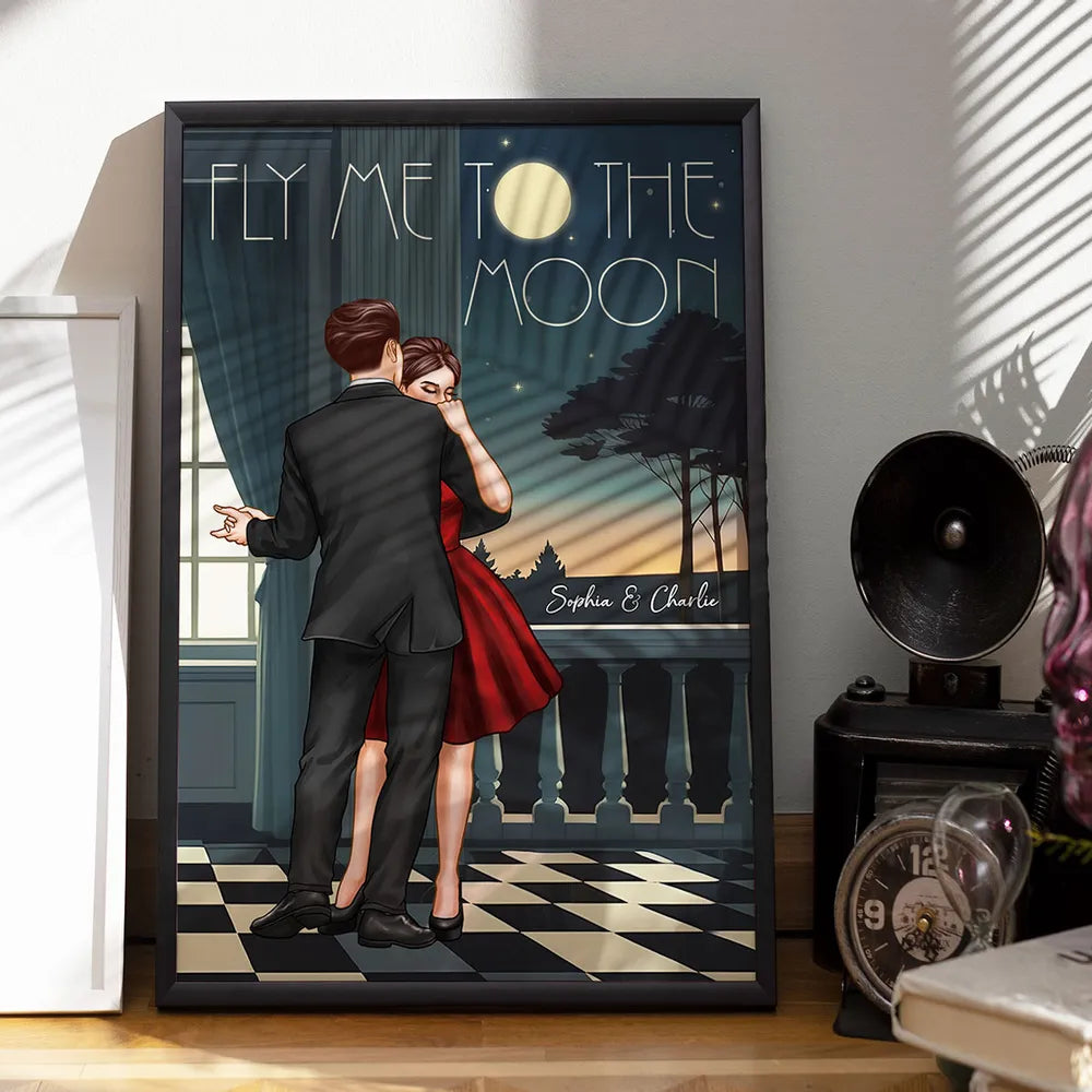 Celebrate Your Love and Passion for Dance - Couple Dancing In Moonlight Couple Anniversary Gift Valentine's Day Gift Personalized Poster