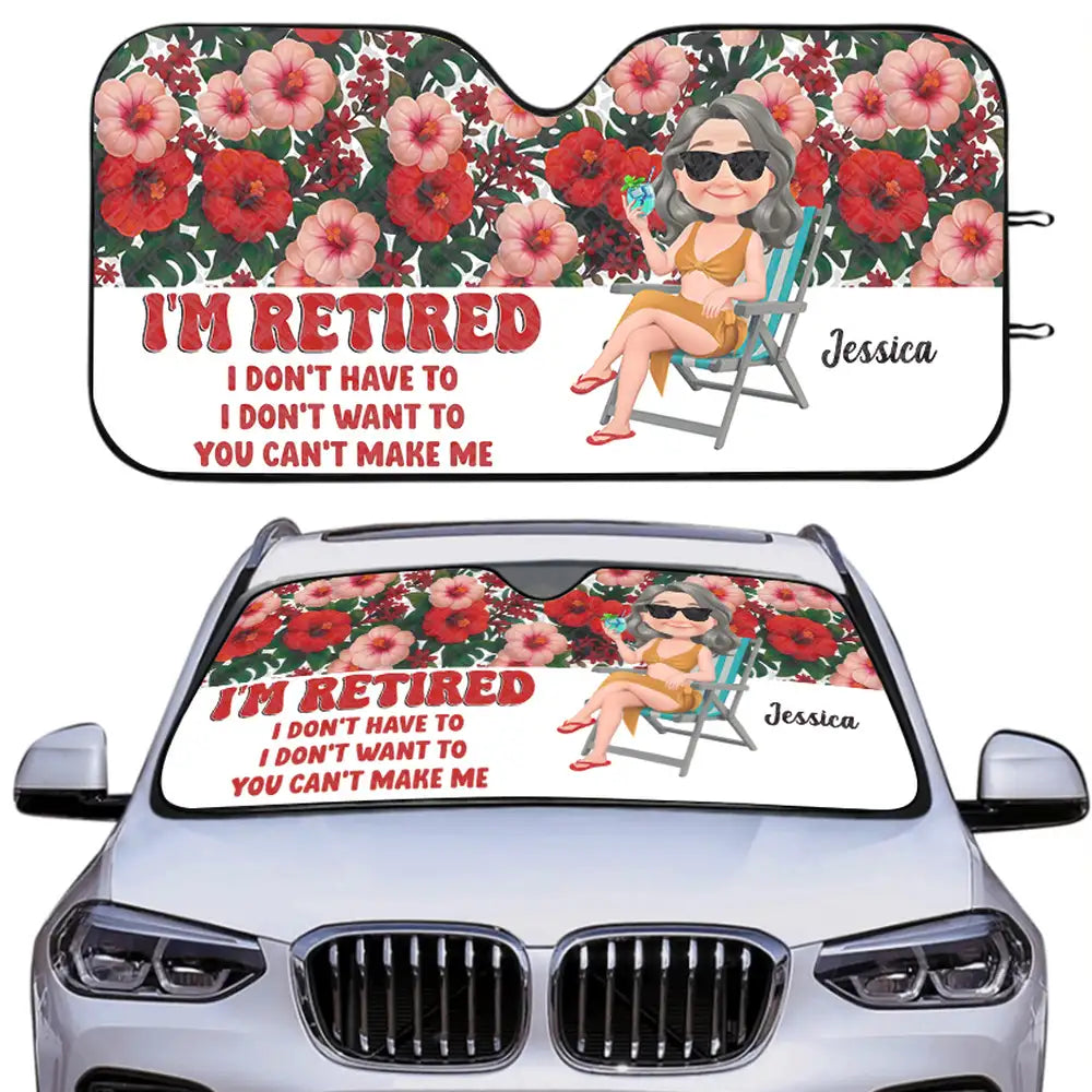 Retired Women Tropical Floral Car Sunshade Gift