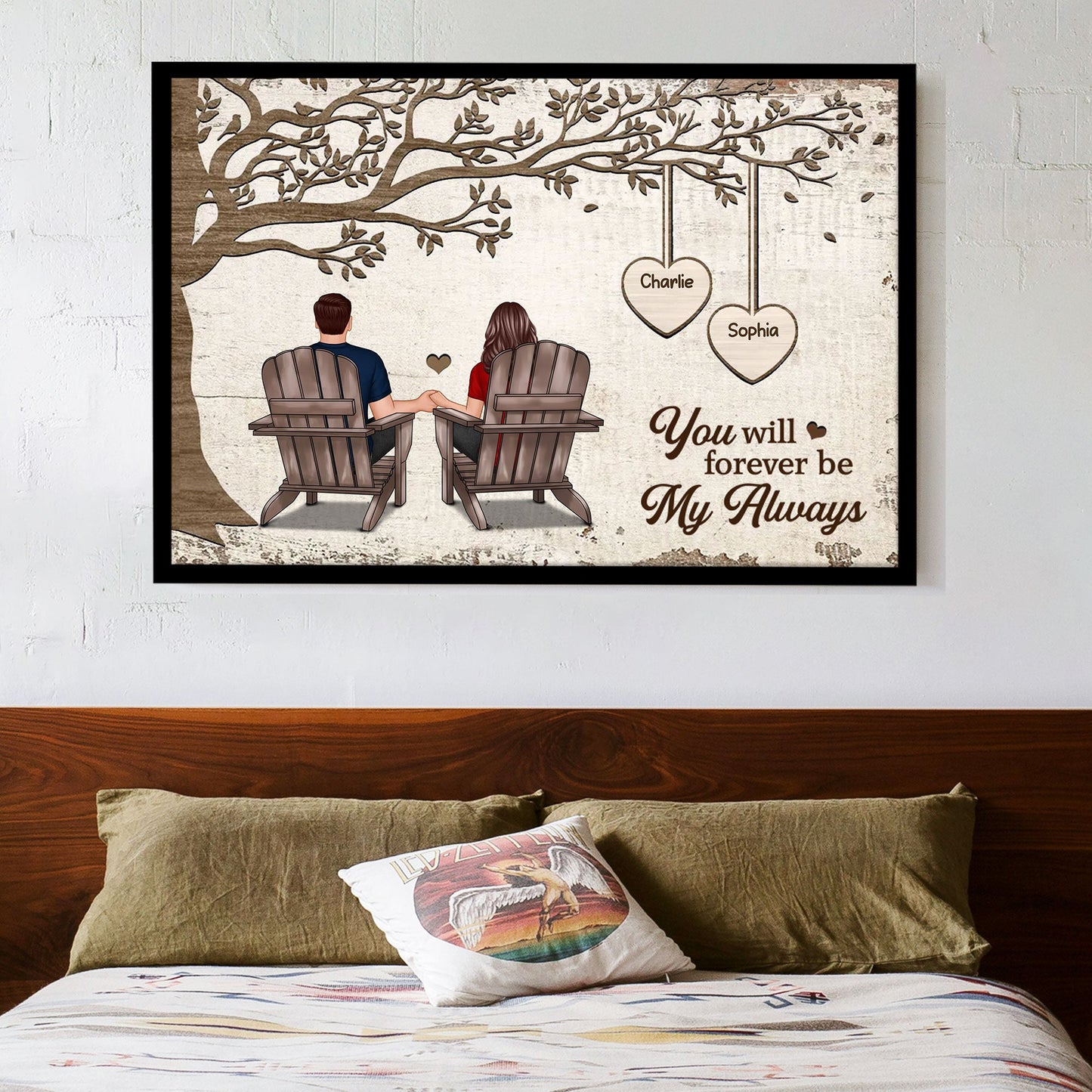 Personalized Poster/Canvas - Couple Sitting Under Tree, You Will Forever Be My Always, A Romantic Gift for Couples