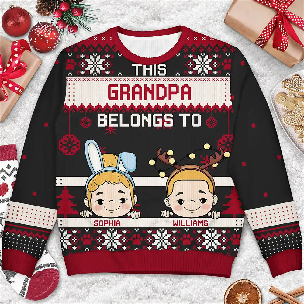 Personalized Christmas Printed Sweatshirt for Grandma, Cute Grandkids Cartoon, Cozy Holiday Keepsake, Unique Family Gift