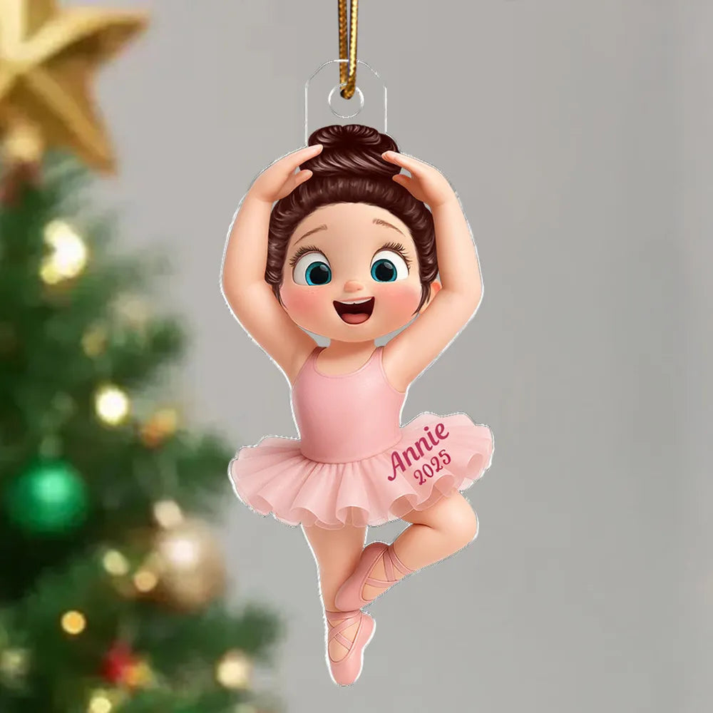 Ballet Girl Acrylic Ornament in Cute Cartoon Style for Christmas Tree Decoration, Warm Ambiance, Perfect Gift for Kids or Friends