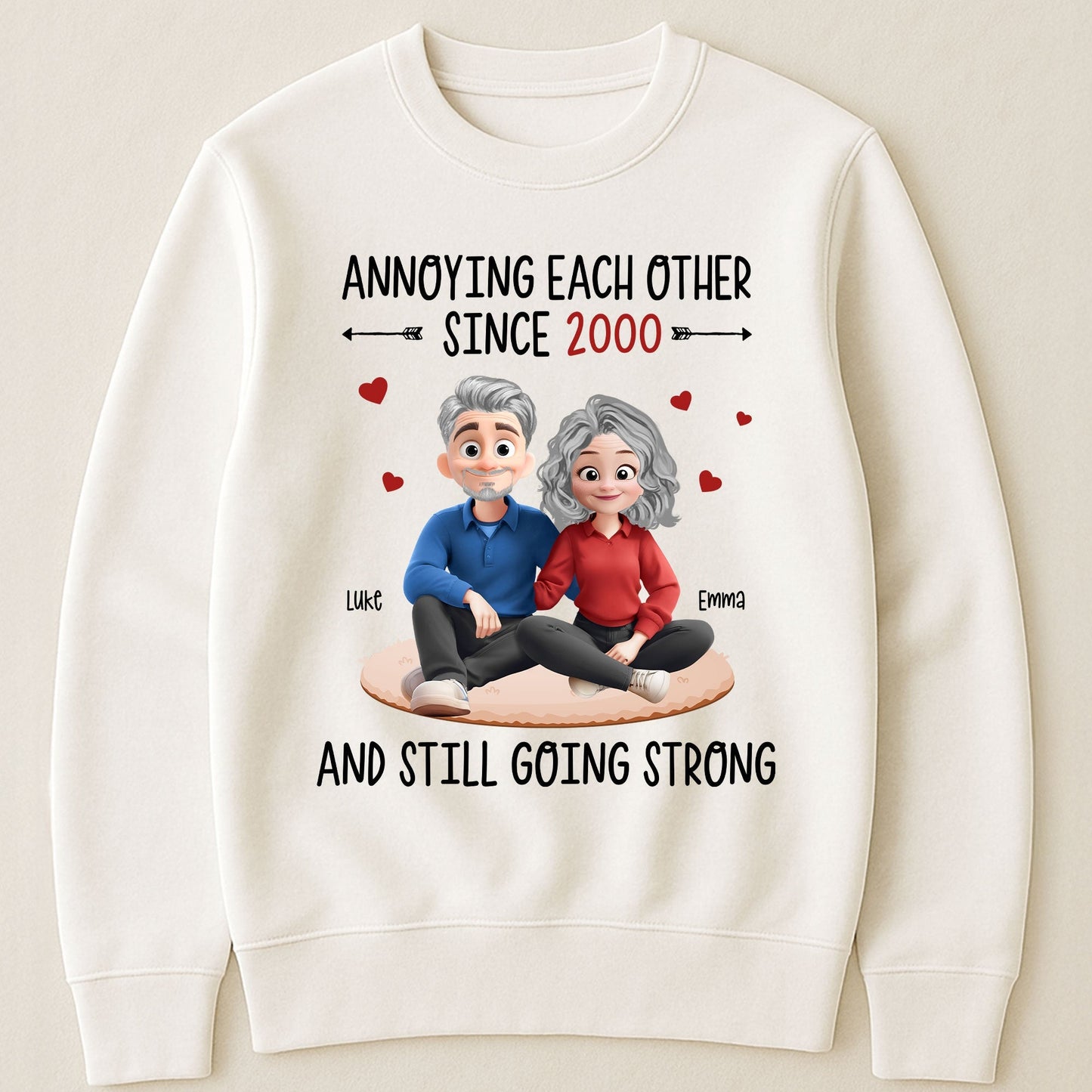 Funny Couple Cartoon Classic Tee, playful love design for partners, perfect as a thoughtful gift and everyday wear