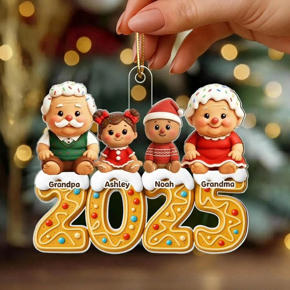 Custom Gingerbread Grandparents Acrylic Ornament for Christmas Tree, Festive Family Keepsake, Creative Holiday Gift Idea