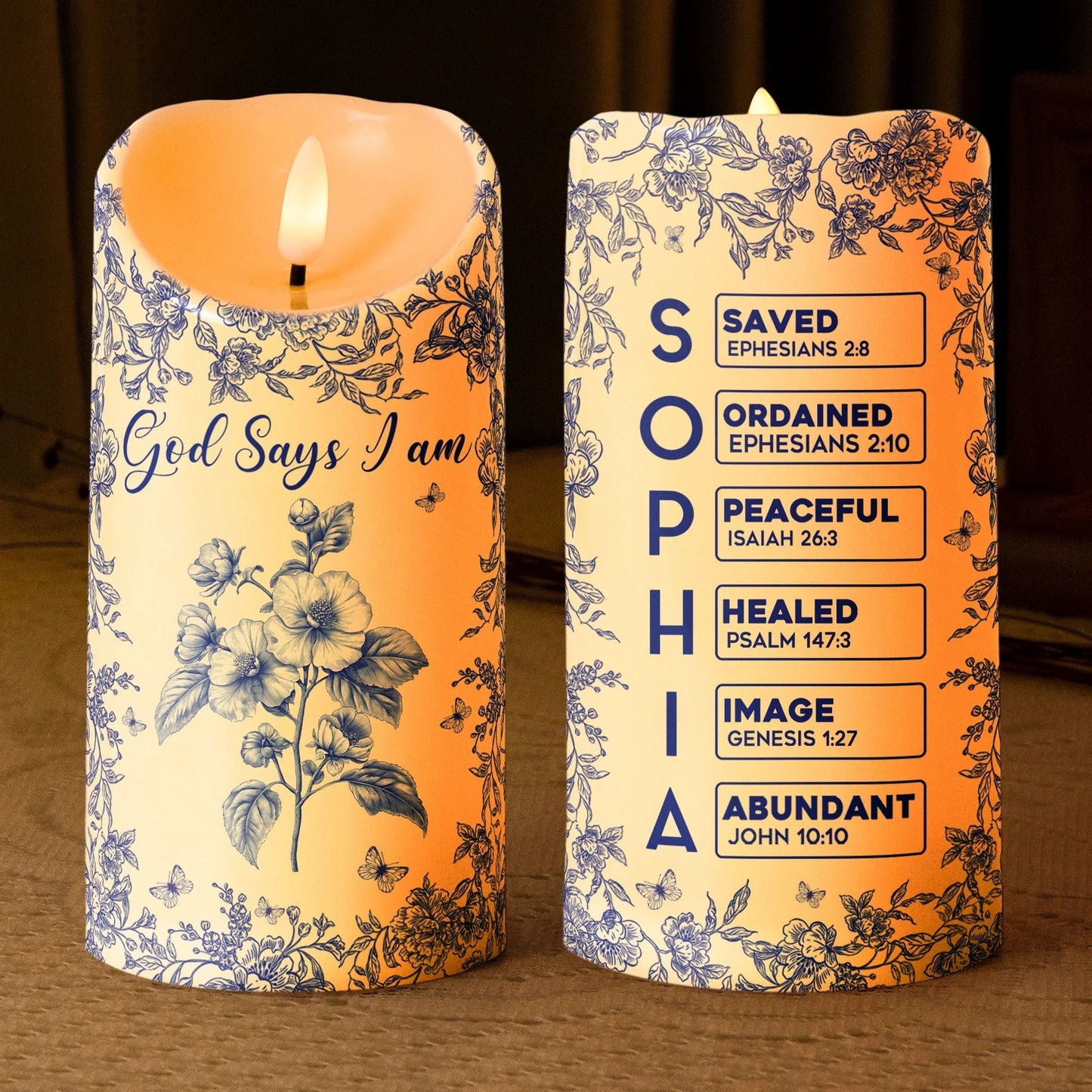 Flameless LED Candle with Religious Theme and God Says I Am Design, High Clarity, Heartwarming Gift