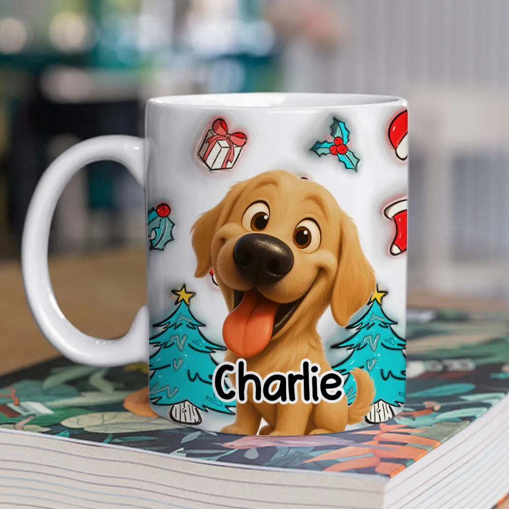 Adorable Dog Christmas White Ceramic Mug – Festive Cartoon Style, Perfect Gift for Dog Lovers