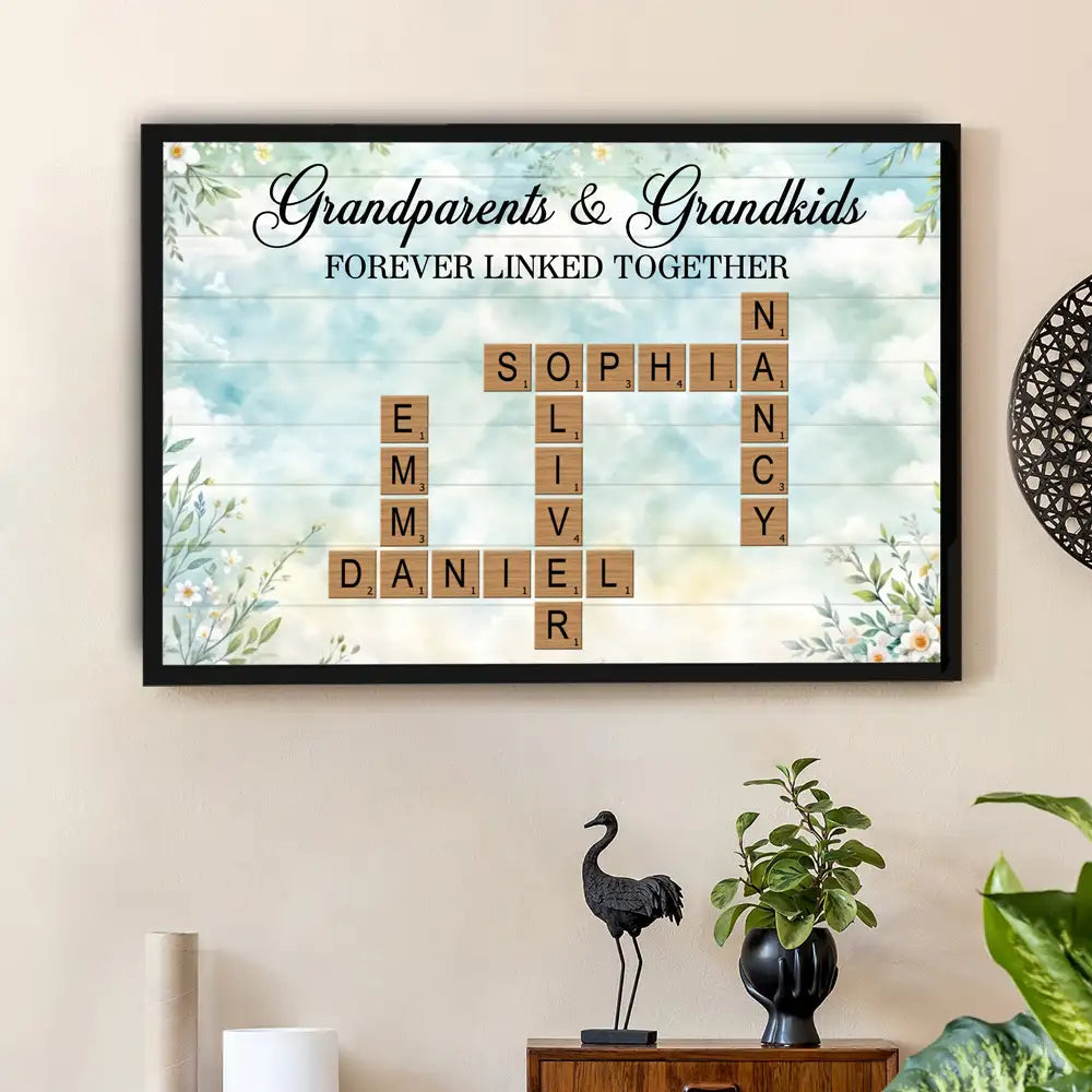 Custom Grandparents & Grandkids Poster - Personalized Canvas Gift