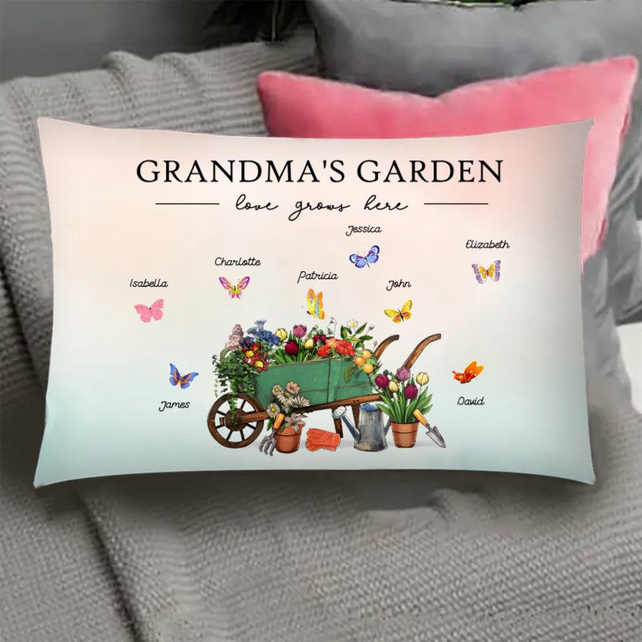 Personalized "Grandma's Garden" Poster, Keychain, Plaque, Ornament, Pillow, Wallet Card, Cup, and Sign - A Perfect Gift for Family Love and Cherished Memories