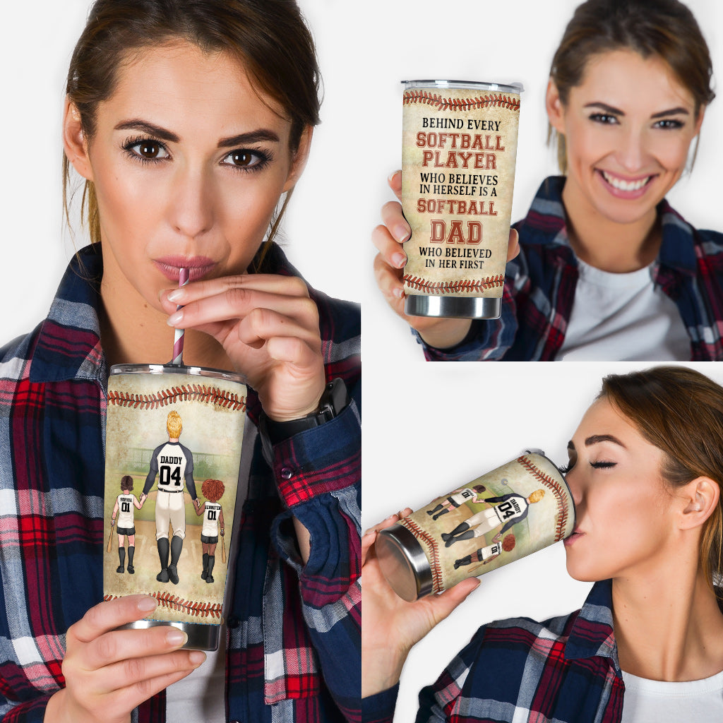 Behind Every Softball Player - Personalized Softball Tumbler