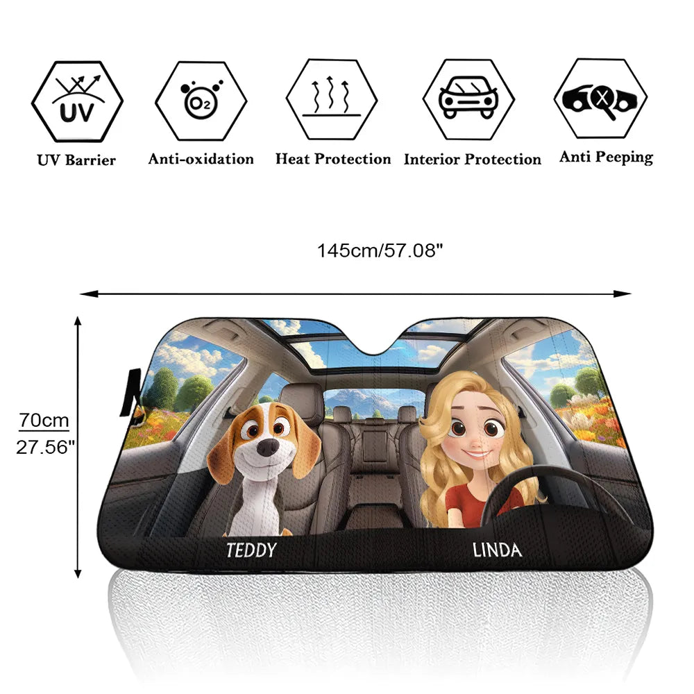 Life Is Better With My Dog - Personalized with Names of Your Loved Ones and Pets for a Fun and Unique Car Windshield Sunshade