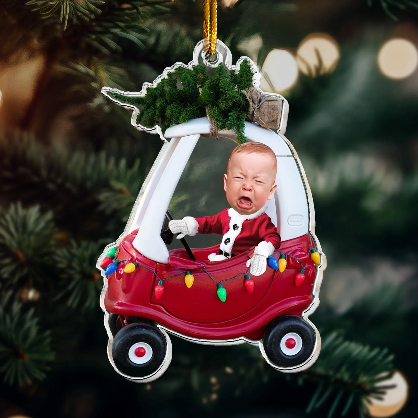 Acrylic Ornament - Custom Photo Baby Car, Christmas Tree, Cute Keepsake, Unique Gift for New Parents & Grandparents