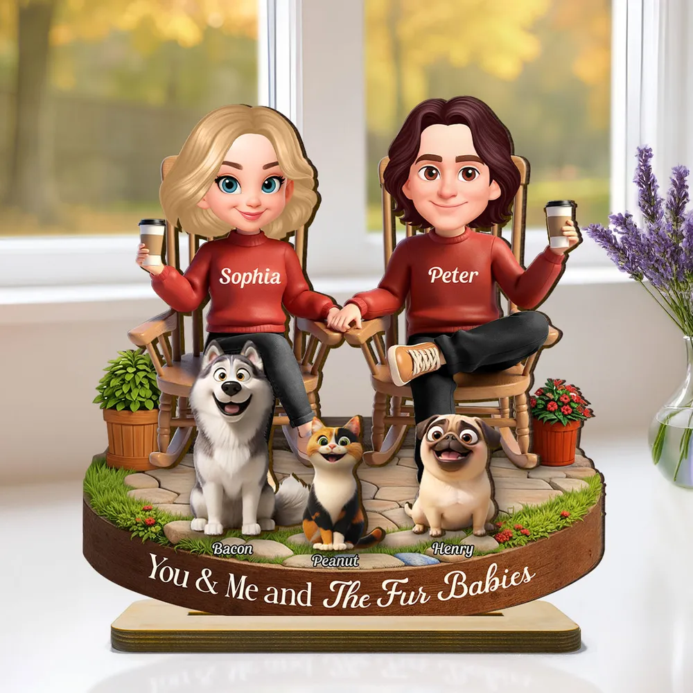 You & Me and The Dog Personalized 2-Layer Wooden Plaque, Sweet Couple & Pup Keepsake for Living Room Display, Gift for Pet Lovers
