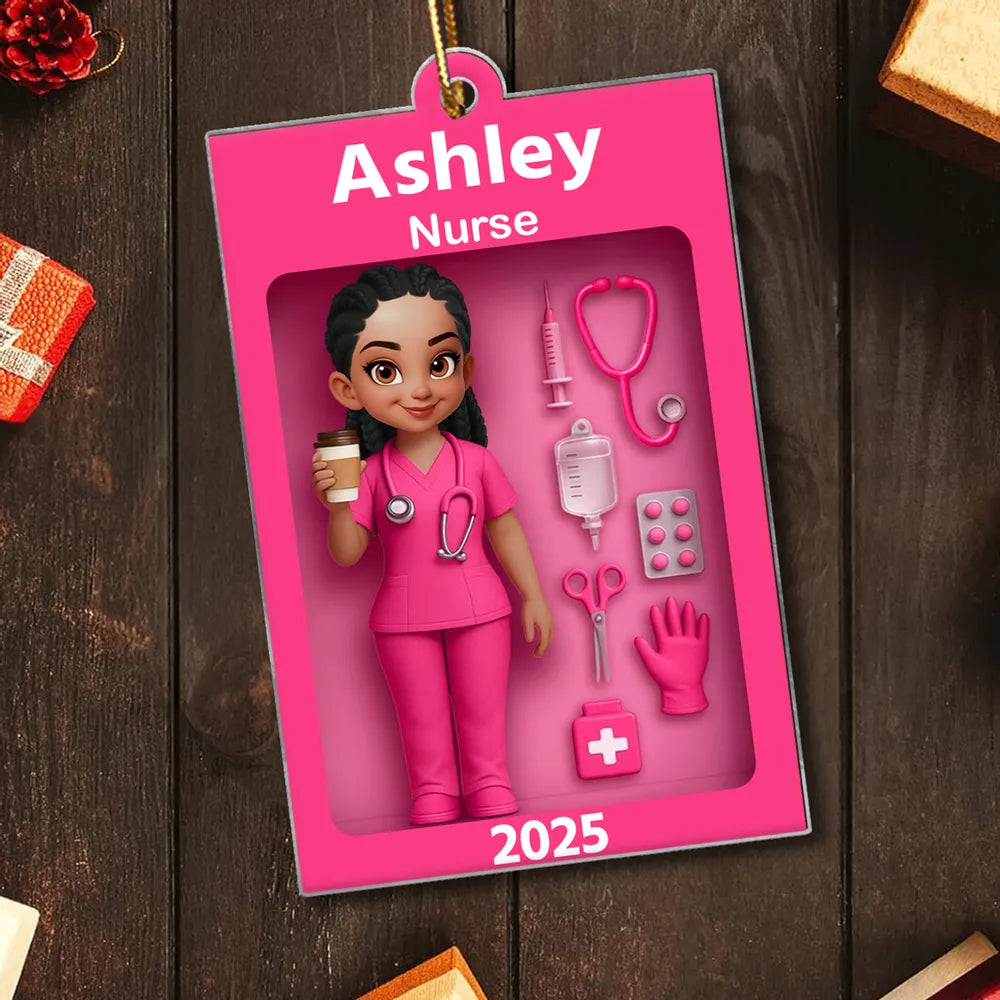 Personalized Nurse Acrylic Ornament Toy-Box Style, Custom Gift For Nurses & Coworkers, Cute Christmas Tree Decor