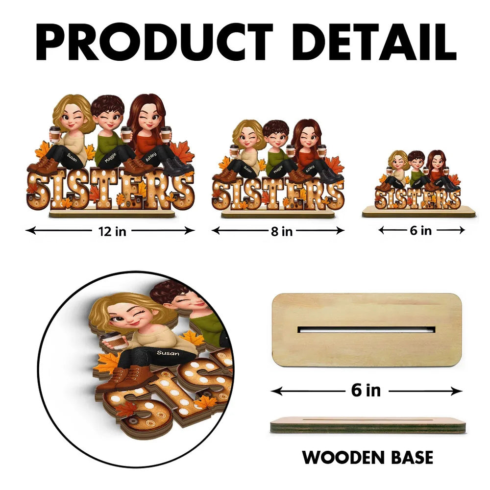 Personalized Wooden Plaque for Sisters, Autumn Theme, Perfect Gift for Best Friends