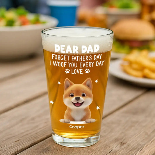 Custom Dog Lover Beer Glass – Cute Dogs with Names – Perfect Pet Gift for Father’s Day or Birthday – Celebrate Love Every Day