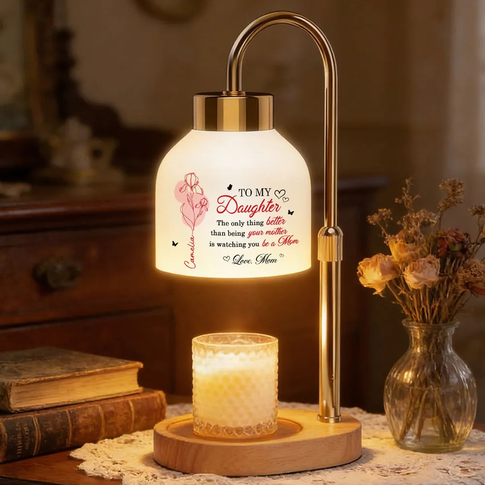 Candle Warmer Lamp Personalized for Daughter, Heartwarming New Mom Message, Sweet Bedroom Nightstand Gift