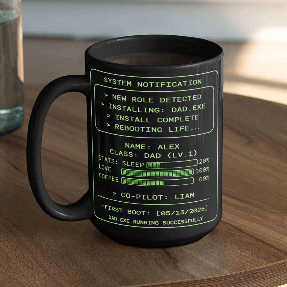 Personalized Dad.exe Full Color Mug, Funny System Notification Design for Coffee Time, Unique Gift for Dad