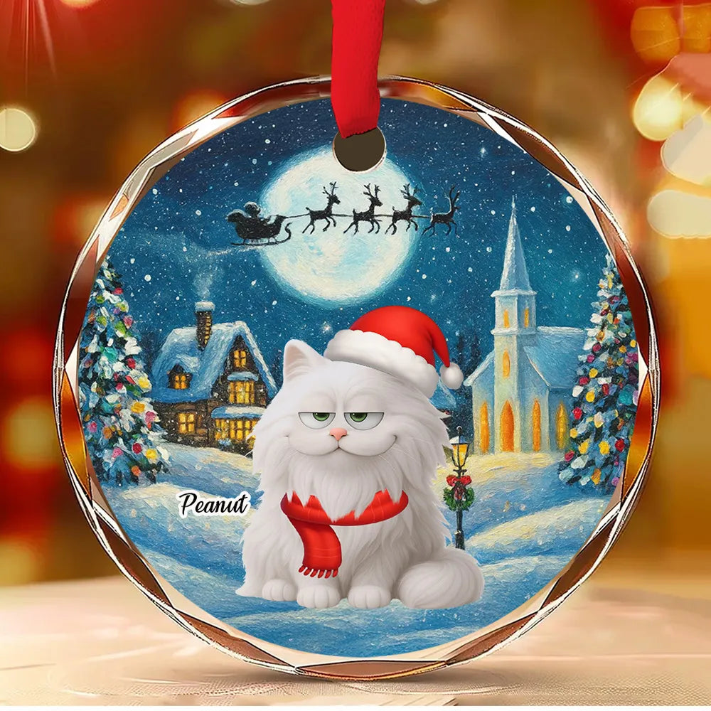 Christmas Cat Ornament, Personalized Design, Pet Lover Gift