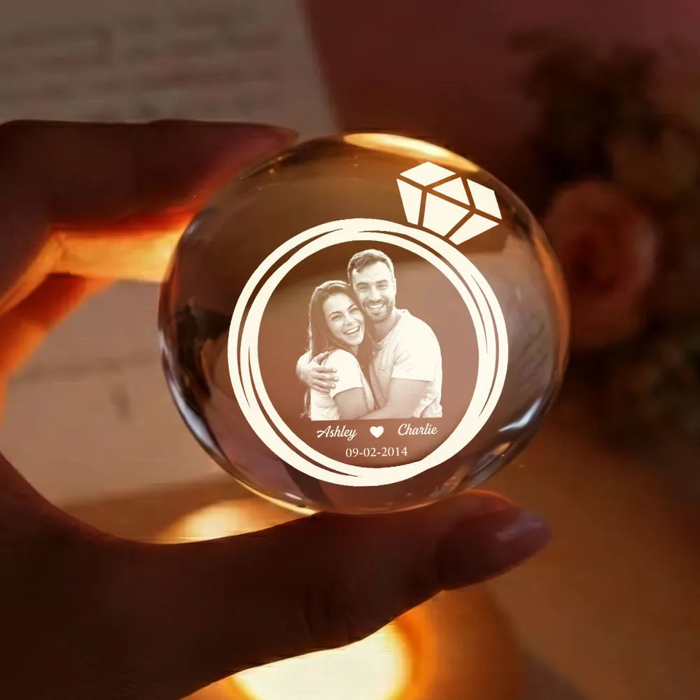 Eternal Love Globe Lamp - Custom Photo Night Light With Couple Hugging - Sweet Anniversary Gift