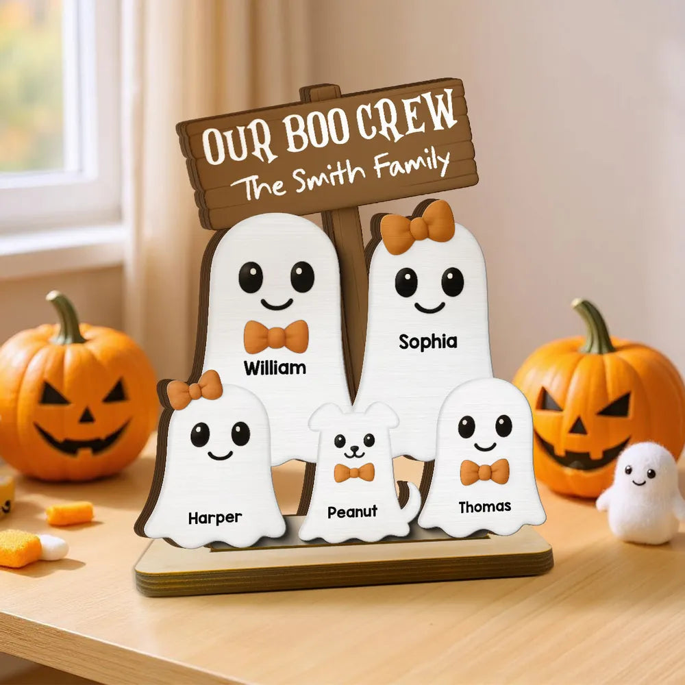Custom Halloween 2-Layer Wooden Plaque with Ghost Figures