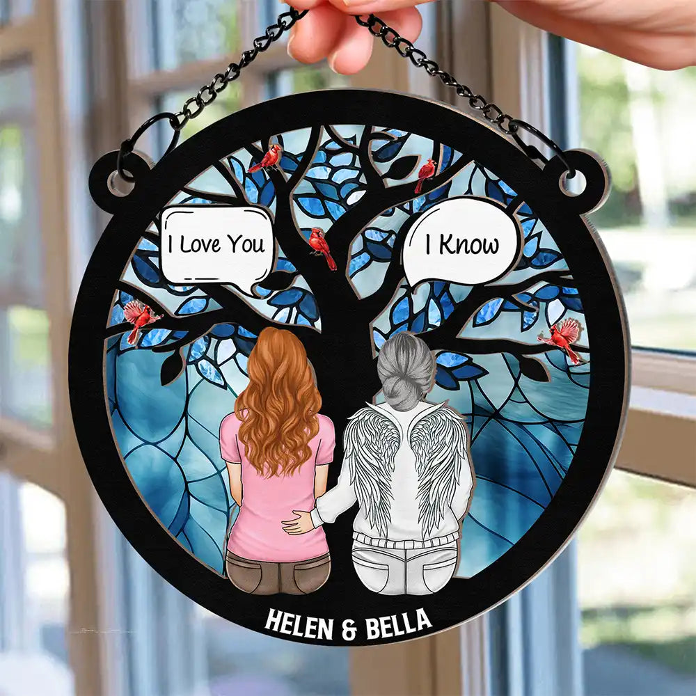 Custom Memorial Ornament – Wood and Acrylic Layered Keepsake Featuring Angel Wings and Cardinal Birds, Perfect for Remembering Loved Ones or as a Sentimental Gift