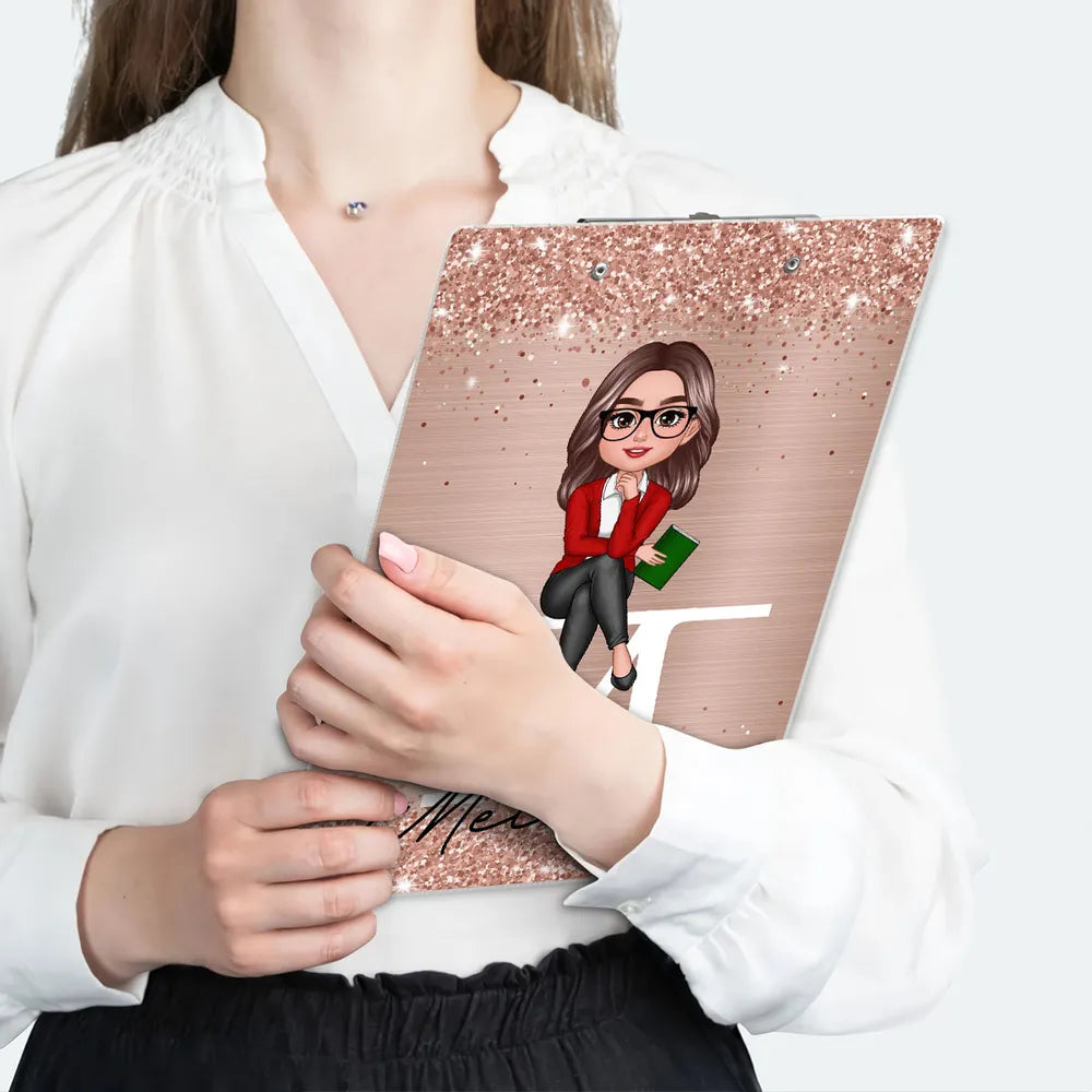 Personalized Acrylic Clipboard For Teacher – Custom Name Gift Featuring Glitter Style, Thoughtful Stationery Gift For Educator, Mentor, or Colleague