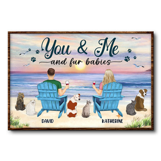 Beach Sunset You, Me & Fur Babies - Personalized Canvas Gift for Pet Lovers