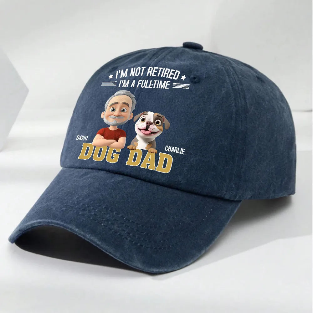 Not Retired Dog Dad Washed Denim Baseball Cap – Perfect Gift for Proud Pet Lovers and Retirees