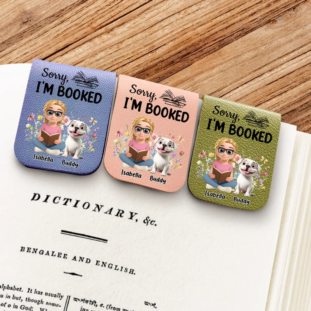 Personalized Leather Magnetic Bookmark, Humorous Design with Cute Illustration, Ideal Book Companion