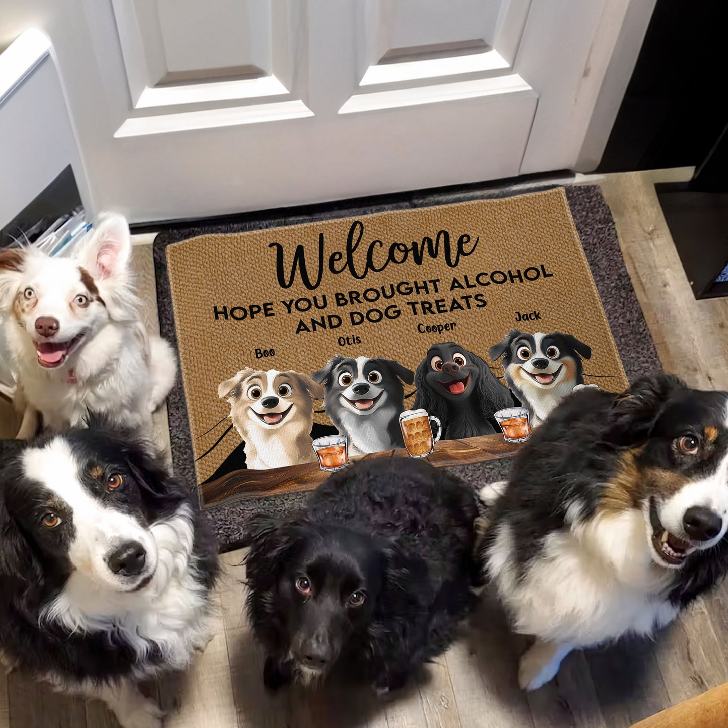 Pet-Themed Doormat – 'Hope You Brought Alcohol and Dog Treats,' Funny Home Decor Gift