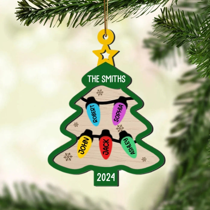 Personalized Christmas Tree Ornament Plaque - Custom Family Names Holiday Decor Gift for 2024