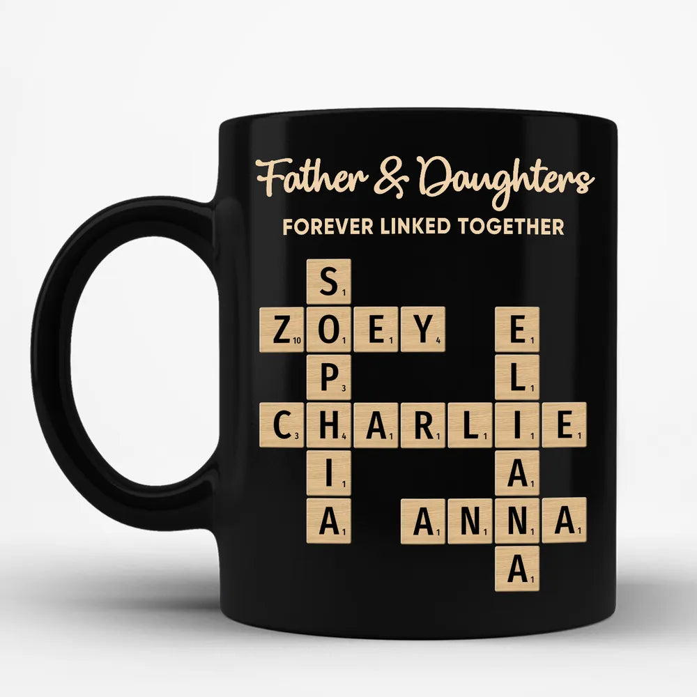 Personalized Scrabble-Style Full Color Mug – Interlocking Names, Creative Day Gift for dad