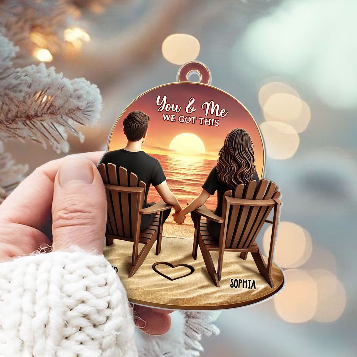 Personalized Couple Ornament - "You & Me, We Got This" | Romantic Sunset Gift for Valentine's Day, Anniversaries, and Birthdays