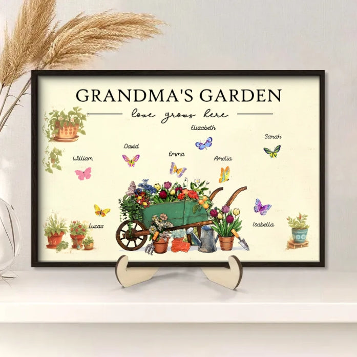 Personalized "Grandma's Garden" Poster, Keychain, Plaque, Ornament, Pillow, Wallet Card, Cup, and Sign - A Perfect Gift for Family Love and Cherished Memories