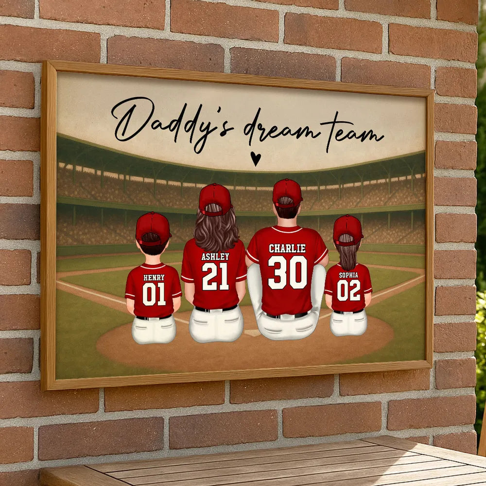 “Daddy’s Dream Team” Personalized Baseball Poster / Canvas – Home-Run Father’s Day Gift